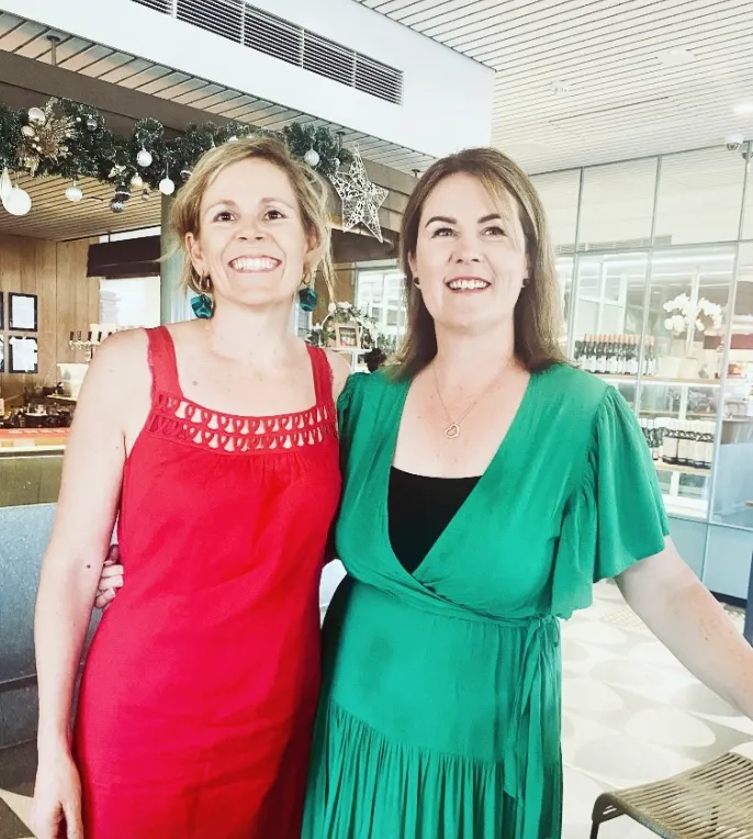 Christina and Bianca, the founders of Little People Play, standing side by side